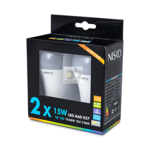 זוג נורות LED E27 15W אור לבן DL