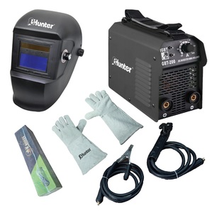 סט רתכת 200 אמפר MINI IGBT + מסכה סולרית +כפפות ריתוך + אלקטרודות 5 ק"ג 101310-008.3 Hunter