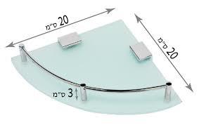 מדף זכוכית פינתי בודד, כוכית חלבית דגם לוטוס