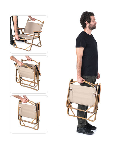 כסא מתקפל אלומיניום לים דמוי עץ חזק וקל NATUREHUKE OUTDOOR  Chair 