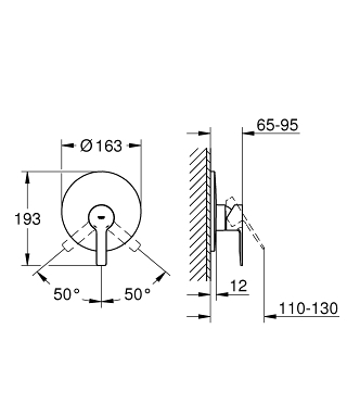 כיסוי חיצוני 3 דרך 19296001 לינארה LINEARE כרום GROHE