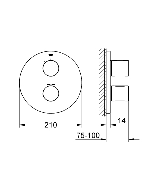 כיסוי חיצוני 3 דרך 19467000 GROHTHERM 3000 COSMOPOLITAN כרום GROHE
