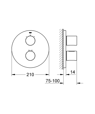 כיסוי חיצוני 4 דרך 19468000 GROHTHERM 3000 COSMOPOLITAN כרום GROHE