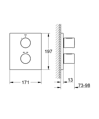 כיסוי חיצוני 3 דרך 19568000 GROHTHERM 3000 COSMOPOLITAN כרום GROHE