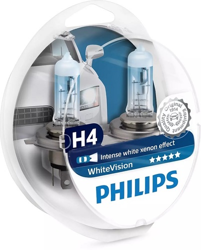 סט מנורות PHILIPS Xenon White Vision H4
