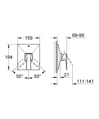 כיסוי חיצוני 3 דרך 19789000 אלור בריליאנט ALLURE BRILLIANT כרום GROHE