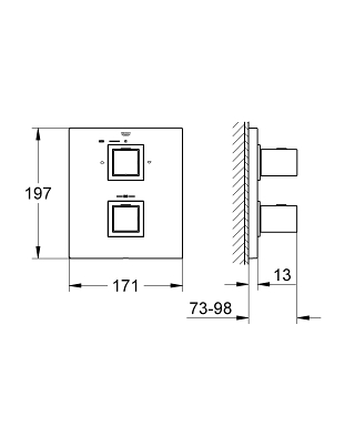 כיסוי חיצוני 4 דרך 19958000 GROHTHERM CUBE כרום GROHE