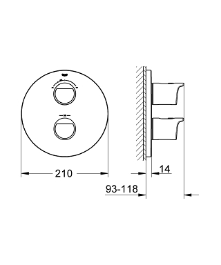 כיסוי חיצוני 4 דרך 19355001 GROHTHERM 2000 כרום GROHE