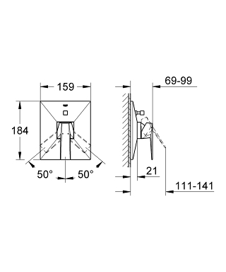 כיסוי חיצוני 4 דרך 19785000 אלור בריליאנט ALLURE BRILLIANT כרום GROHE