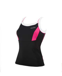 גופיית מיני רכיבה נשים ACQUARIA LADY MINI TOP שחור-ורוד אלסטית טכנית ומנדפת