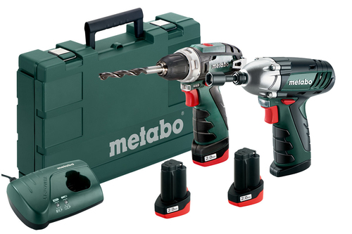 סט מברגה/ מקדחה קומפקטית ומברגת רטיטה METABO POWER MAXX