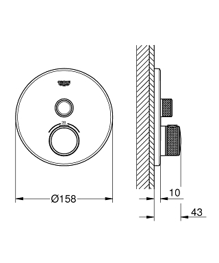 כיסוי חיצוני 3 דרך 29118000 GROTHERM SMARTCONTROL כרום GROHE