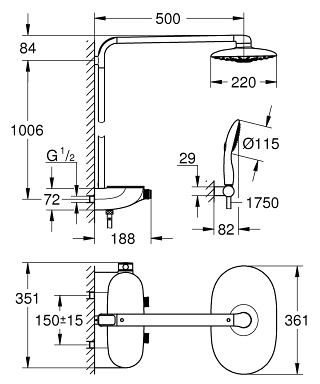 מוט פינוק 26250000 כרום GROHE