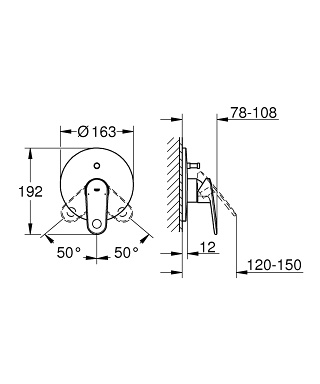 כיסוי חיצוני 4 דרך 19536002 יורופלוס EUROPLUS כרום GROHE