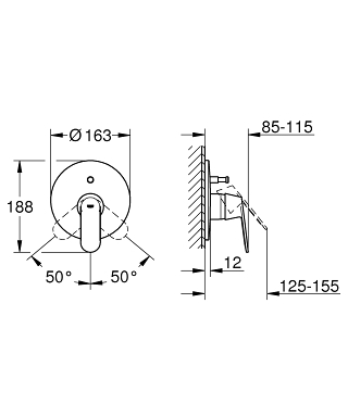 כיסוי חיצוני 4 דרך 19382000 יורוקוסמו EUROCOSMO כרום GROHE