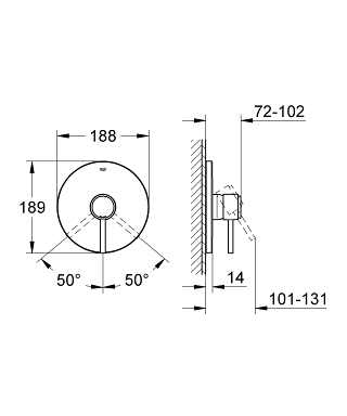 כיסוי חיצוני 3 דרך 19463001 אטריו ATRIO כרום GROHE
