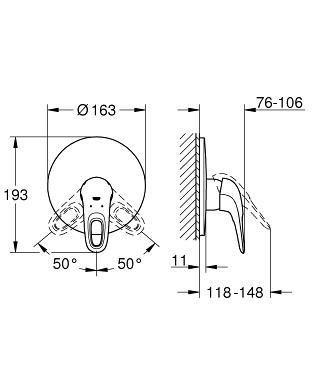 כיסוי חיצוני 3 דרך 19507003 יורוסטייל EUROSTYLE כרום GROHE