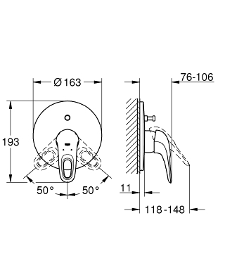 כיסוי חיצוני 4 דרך 19506003 יורוסטייל EUROSTYLE כרום GROHE