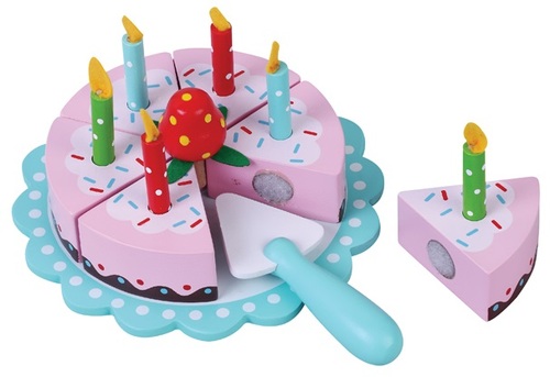 עוגת חגיגת יום הולדת עם נרות ותות מעץ 15 חלקים