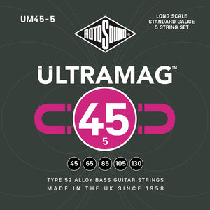 סט מיתרים לבס 5 מיתרים ROTOSOUND UM45-5 ULTRAMAG BASS SET 0.45