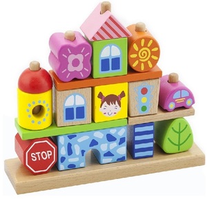 קוביות השחלה עירוניות מעץ 17 חלקים