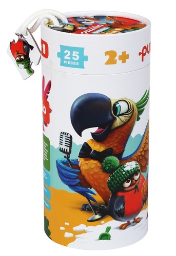 סט שלושה פאזלים למתחילים 2-6 חלקים עבים במיוחד בקופסת קרטון רב פעמית - ציפורים