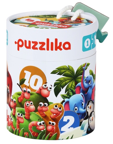 סט 10 פאזלים 2 חלקים למתחילים, עבים במיוחד בקופסת קרטון רב פעמית - חברים ומספרים
