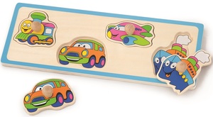 פאזל כפתורי עץ - כלי תחבורה
