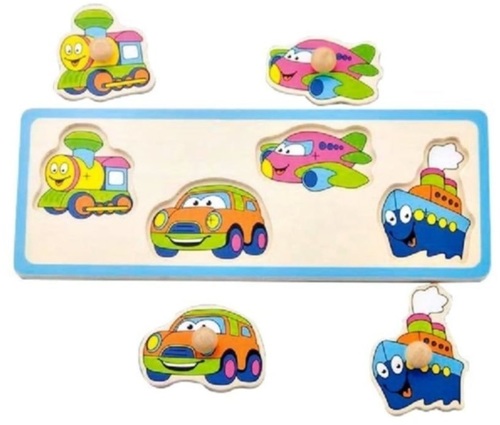 פאזל כפתורי עץ - כלי תחבורה