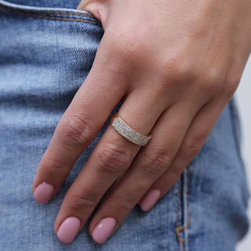 טבעת שורות יהלומים 0.64ct מזהב 14K