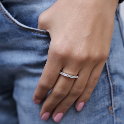 טבעת יהלומים שורה 0.23ct מזהב 14K