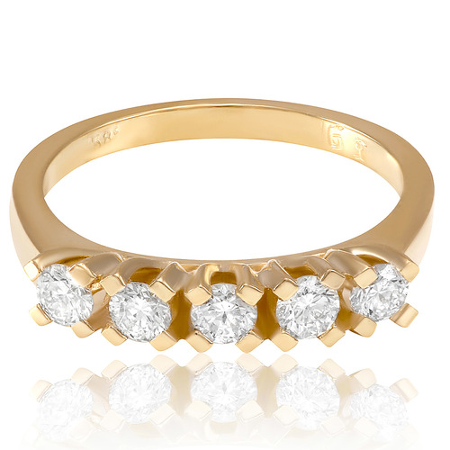 טבעת יהלומים חצי נישואים 0.59ct מזהב 14K