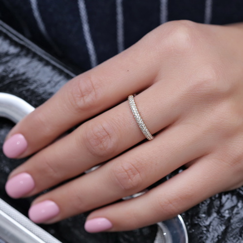 טבעת יהלומים שורה 0.36ct מזהב 14K