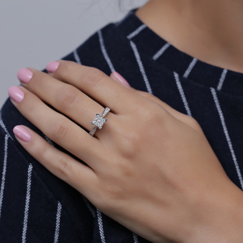 טבעת יהלומים אירוסין 0.52ct מזהב 14K