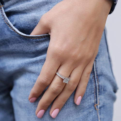 טבעת יהלומים אירוסין 0.52ct מזהב 14K