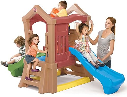 בית פעילות עם 2 מגלשות, סולם וקיר טיפוס דגם 800000