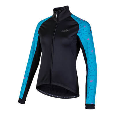 מעיל רכיבה נשים 2.0  AIW CRIT LADY JKT שחור-טורקיז טרמי נגד רוח דוחה גשם מחמם ומנדף