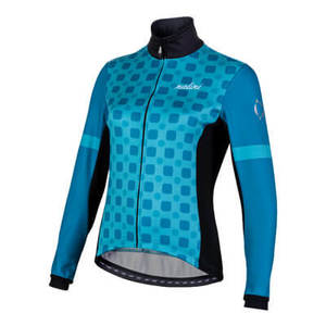 מעיל רכיבה נשים 2.0 AIW WS LADY JKT שחור-טורקיז טרמי נגד רוח דוחה גשם מחמם ומנדף