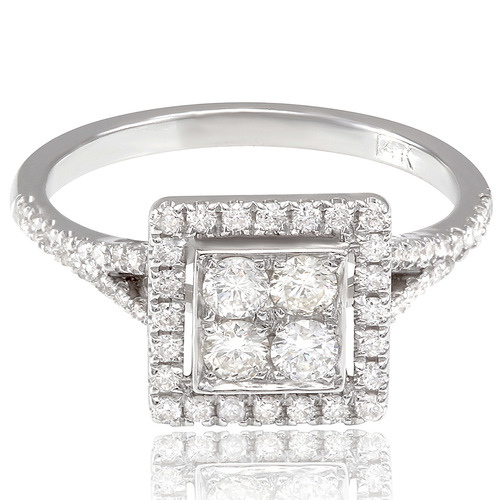 טבעת יהלומים אירוסין 0.75ct מזהב 14K