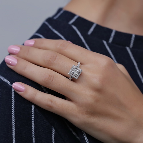 טבעת יהלומים אירוסין 0.75ct מזהב 14K