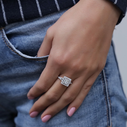 טבעת יהלומים אירוסין 0.75ct מזהב 14K