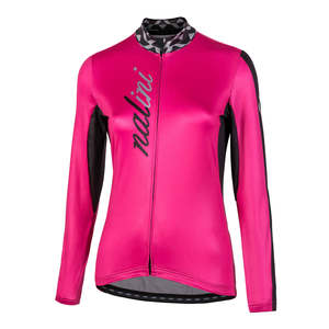 חולצת רכיבה נשים AHW LW Lady Jersey ורוד ארוכה אלסטית טכנית שוברת רוח מחממת מנדפת ומתקדמת