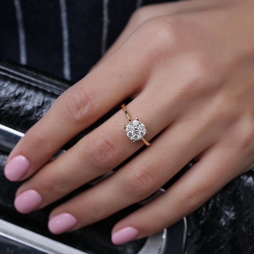 טבעת יהלומים אירוסין 0.71ct מזהב 14K