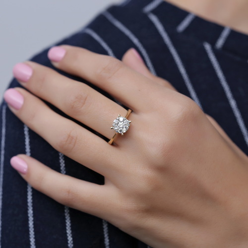 טבעת יהלומים אירוסין 0.71ct מזהב 14K