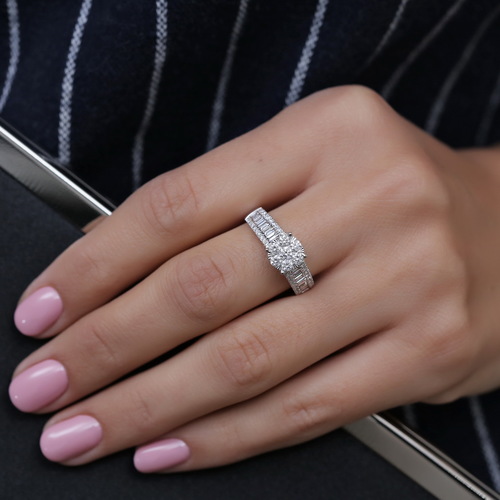 טבעת יהלומים אירוסין 1.02ct מזהב 14K