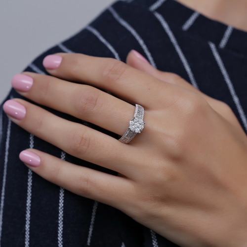 טבעת יהלומים אירוסין 1.02ct מזהב 14K