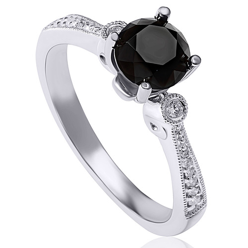 טבעת אירוסין יהלום שחור (1.22ct) מזהב 14K