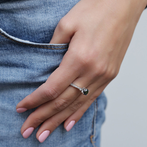 טבעת אירוסין יהלום שחור (1.22ct) מזהב 14K