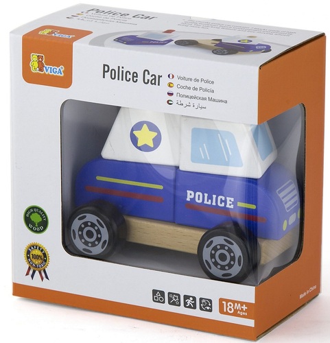 מכונית משטרה מעץ 5 חלקים 