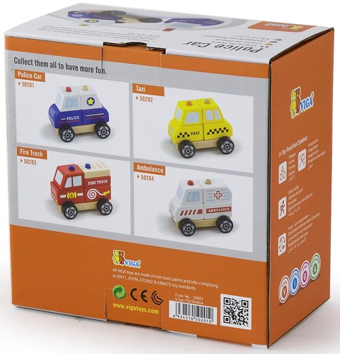 מכונית משטרה מעץ 5 חלקים 